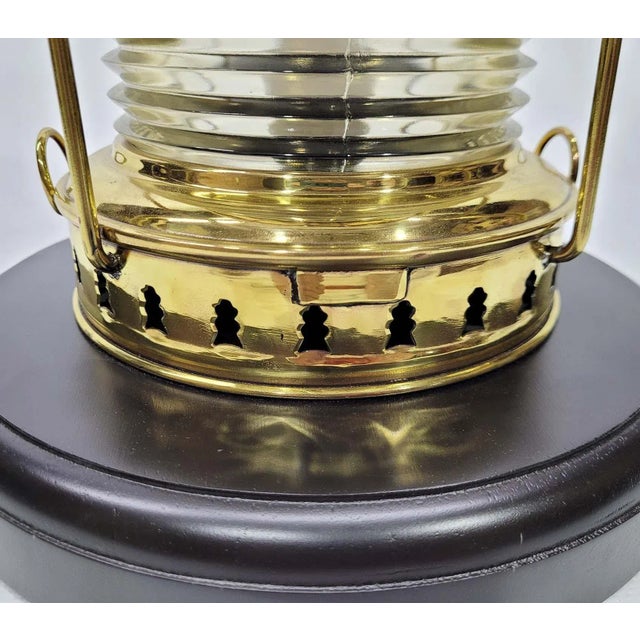 Brass Yacht Lantern with Fresnel Lens For Sale In Boston - Image 6 of 7
