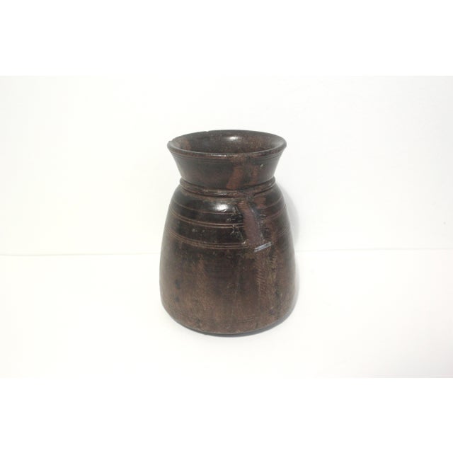 Tribal Early 20th Century Primitive Wood Vase With Repair For Sale - Image 3 of 11