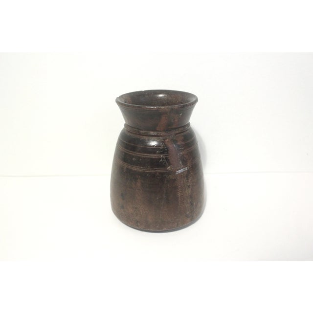 Tribal Primitive Wood Vase With Repair For Sale - Image 3 of 11