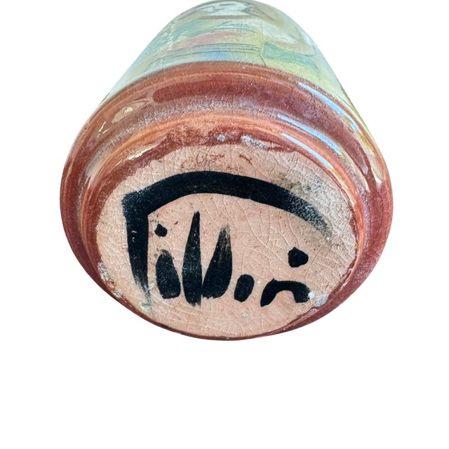 Burgundy Vintage Fillin Figural Studio Pottery Vase With Bird MCM California Art Pottery For Sale - Image 8 of 8