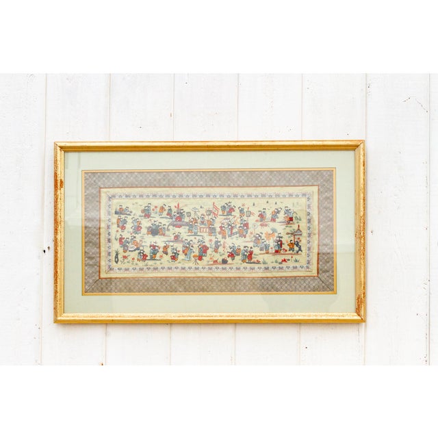 Antique Framed Grand Procession Embroidery For Sale - Image 4 of 11