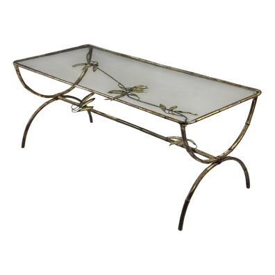 Faux Bamboo Metal Coffee Table For Sale