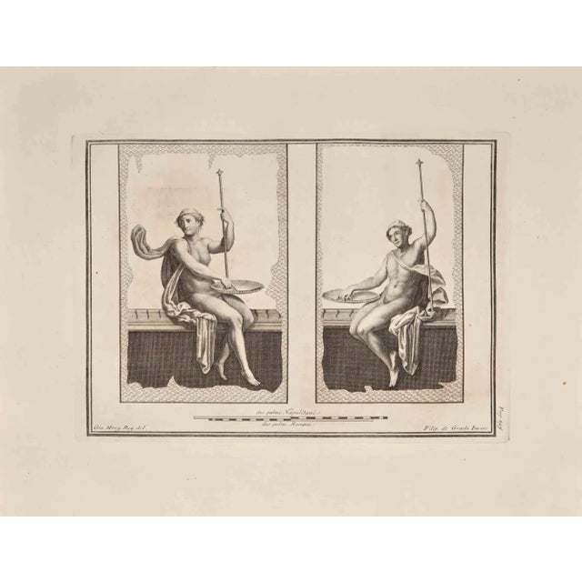 Ancient roman scene from the series "antiquities of herculaneum", is an original etching on paper realized by guglielmo...