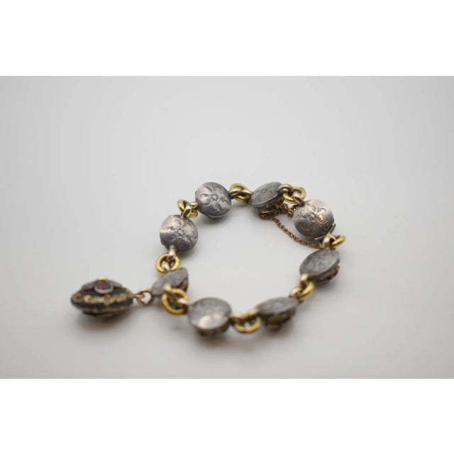 Red Late 19th Century Garnet Locket Link Bracelet For Sale - Image 8 of 13