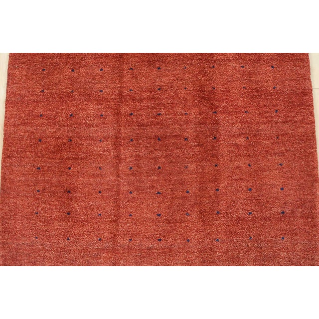 2020s Gabbeh Rug 2’11” X 5′ Red Wool Contemporary Hand-Knotted Carpet For Sale - Image 5 of 12