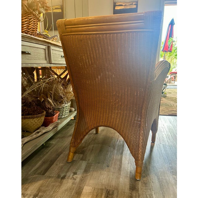 Palecek Vintage Palecek Wicker Rattan Bamboo Chair Coastal Mid Century Modern Boho Chic For Sale - Image 4 of 11