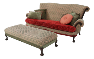 Large Set of Victorian Sofa and Ottoman, United Kingdom, 1890s, Set of 2
