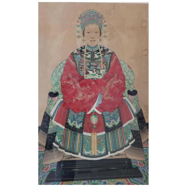 Pair of Framed Chinese Regal Portraits For Sale - Image 4 of 5