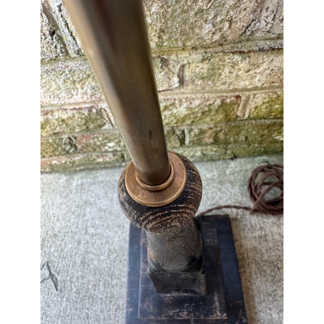 Vintage Black Wooden Table Lamp For Sale - Image 13 of 14