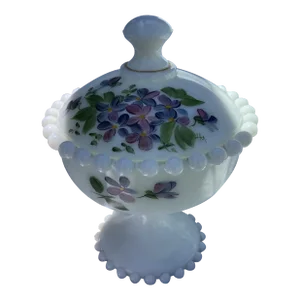 1950s Consolidated Glass Hand Painted Compote