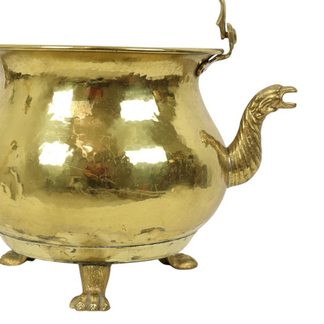 Gold Large Copper Griffin Kettle Planter in Brass, 1890s For Sale - Image 8 of 18