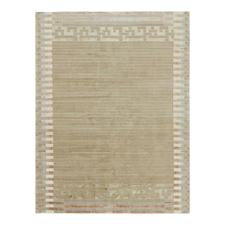 Rug & Kilim’s Austrian Art Deco Style Rug With Stripes and Geometric Patterns For Sale