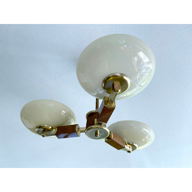 Modern Art Deco Wood and Glass Pendant Light, 1930s For Sale - Image 3 of 18
