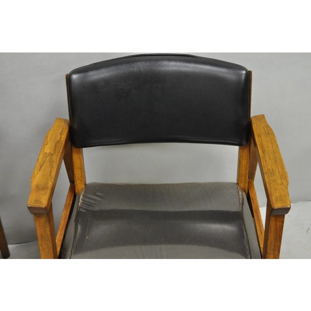 Black Vintage Boling Chair Co Mid Century Modern Walnut Lounge Arm Chairs (B) - Pair For Sale - Image 8 of 17