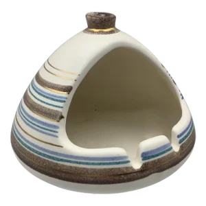 Mid Century Sascha Brastoff Ceramic Igloo Ashtray Hand Painted and Signed