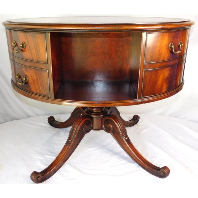 Wood 1940s Vintage Heirloom Weiman English Regency Rotating Drum Table #:614 For Sale - Image 7 of 16