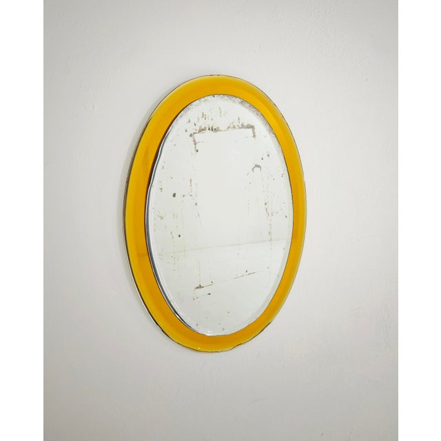 Mid-Century Modern Wall Mirror in Yellow Glass by Cristal Art, Italy, 1960 For Sale - Image 17 of 18