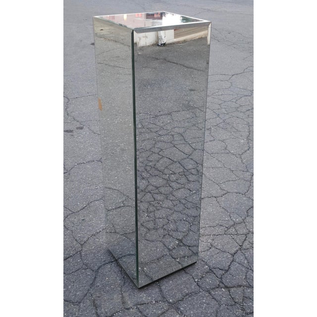 Mid 20th Century Mid-Century Square Beveled Mirrored Pedestal For Sale - Image 5 of 7