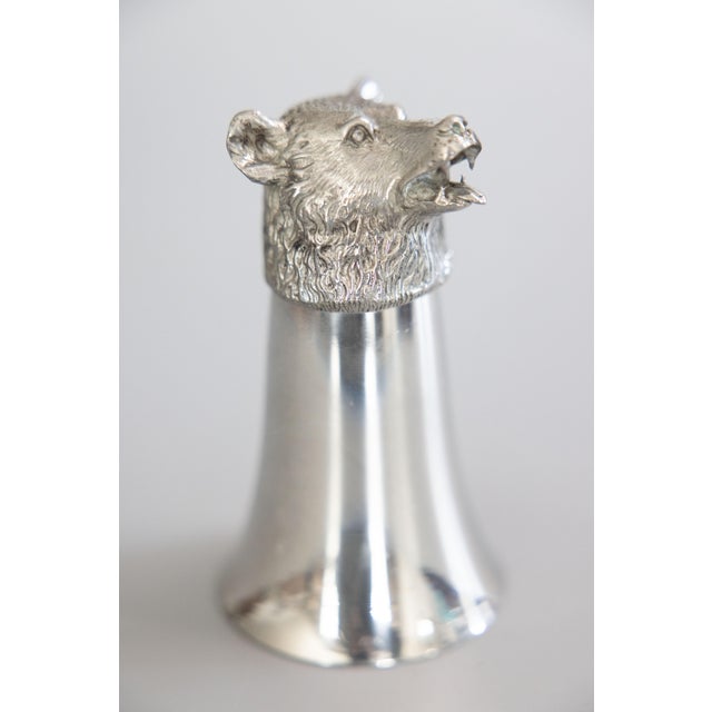 Mid 20th Century Vintage English Silver Pewter Bear Head Stirrup Cup For Sale - Image 5 of 7