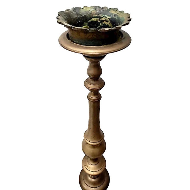 Early 18th Century A Pair of Early 18th-Century Brass Altar/Mantel Candle Holders For Sale - Image 5 of 11