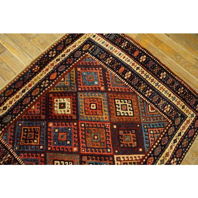 Late 19th Century Antique Kurdish Geometric Multicolor 1890s Square Rug For Sale - Image 5 of 12