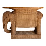 Vintage Elephant Wicker Bar Cart For Sale