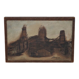 Abstract Cityscape by Beat Era San Francisco Artist George Bertuccelli C.1960s For Sale