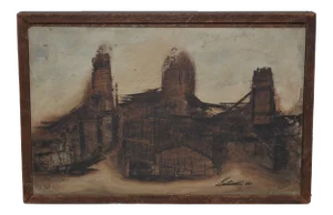 Abstract Cityscape by Beat Era San Francisco Artist George Bertuccelli C.1960s