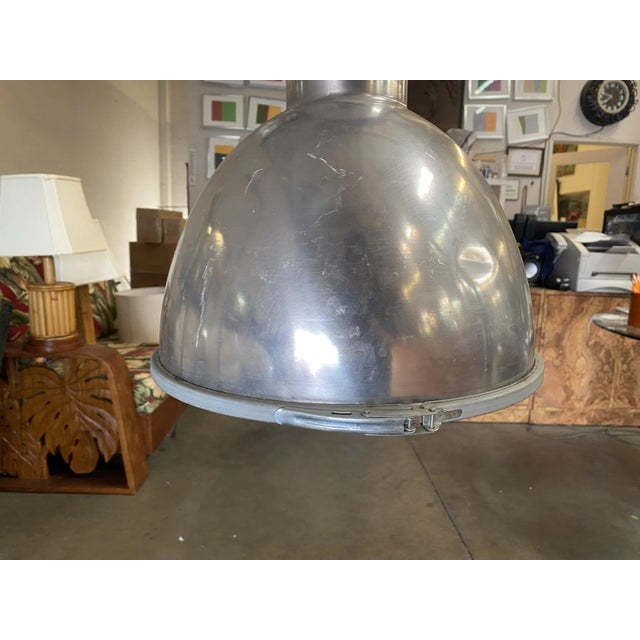 1970s 1970s Large Industrial Aluminum Pendant Light Fixture For Sale - Image 5 of 7