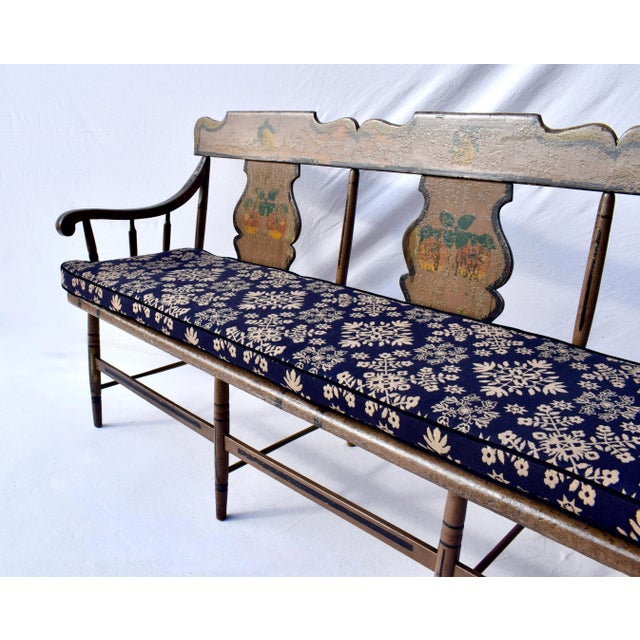 Mid-19th Century American Folk Art Hand Painted Bench, Poplar & Pine For Sale - Image 9 of 12