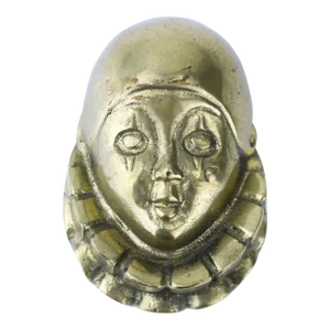 Vintage Brass Harlequin Clown Face Wall Hanging Figurine