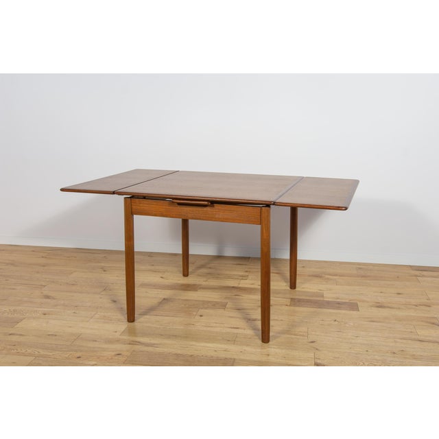 Brown Mid-Century Square Extendable Teak Dining Table, Denmark, 1960s For Sale - Image 8 of 18