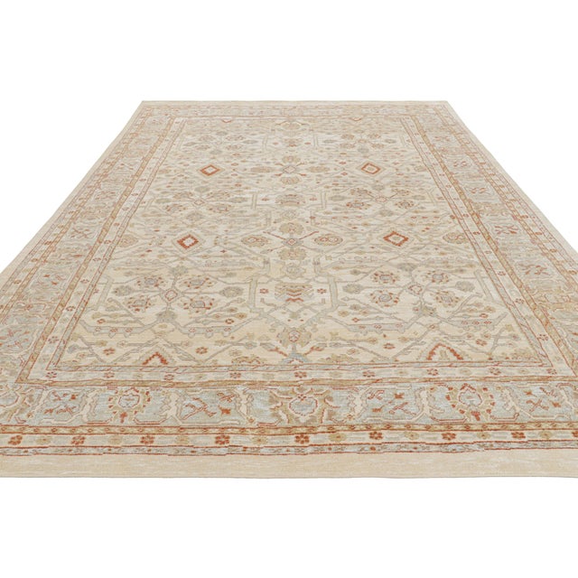 2010s Rug & Kilim’s Oushak Style Rug in Cream and Beige-Brown With Floral Patterns For Sale - Image 5 of 8