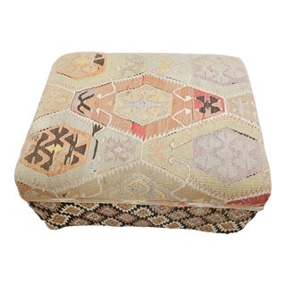 Antique Geometric Kilim Hassock / Ottoman For Sale