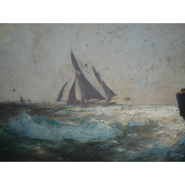 Franz Müller-Gossen, Sailboats in a Storm, 1920s, Oil on Canvas For Sale - Image 10 of 18