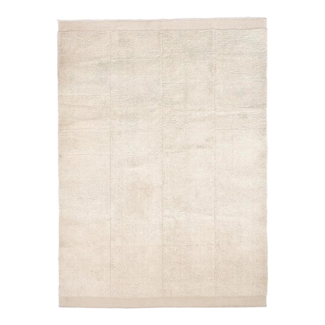 1970s Turkish Organic Off White Floor Wool Rug For Sale