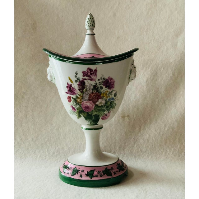 Neoclassical Lidded Urn With Lion Mask Handles Transferware, Italy, 20th C. For Sale - Image 17 of 18