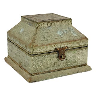 Vintage Tin Covered Decorative Box For Sale