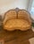 Stunner. The condition is incredible. Rare Carved Wood - Custom Loveseat. Beautiful yellow and pink palette. Homer...