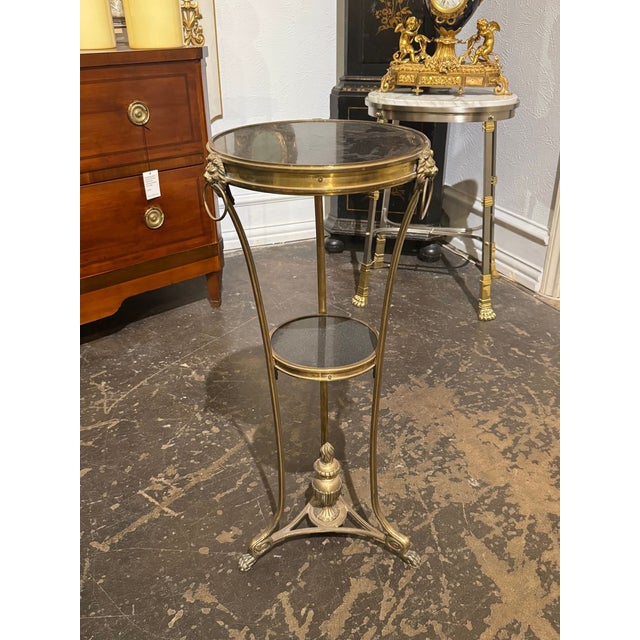 Metal French Empire Bronze and Marble Side Table For Sale - Image 7 of 7