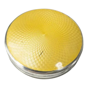 Early 20th Century American Sterling Silver and Yellow Guilloche Enamel Compact