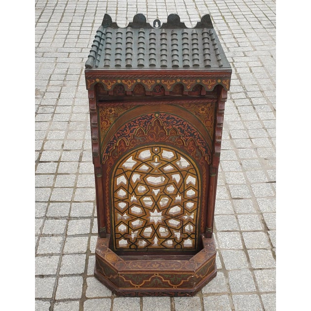 Vintage Moroccan Hand Painted Wooden Wall Hanging For Sale In Orlando - Image 6 of 6