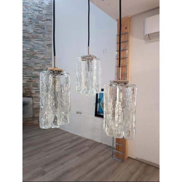 Granada Hanging Lamp in Ice Glass attributed to J. T. Kalmar for Kalmar Franken KG, 1970s For Sale - Image 3 of 11