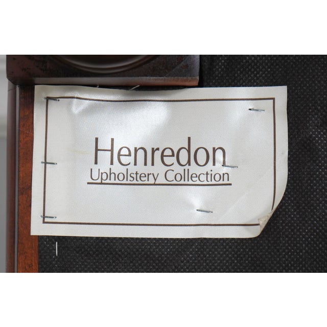 Henredon Mahogany Large Tufted Leather Ottoman For Sale - Image 13 of 14