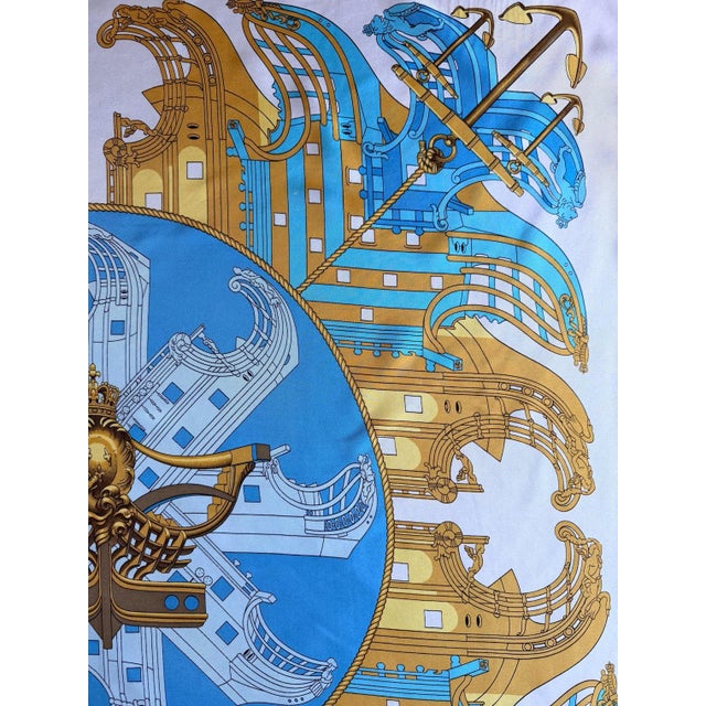 Hermès HERMÈS PROUES 1973 Silk Scarf designed by Ledoux Philippe For Sale - Image 4 of 12