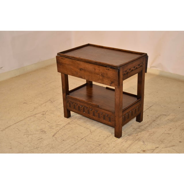 Victorian 19th Century English Oak Drop Leaf Side Table For Sale - Image 3 of 12