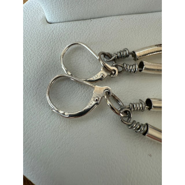 Art Nouveau 1990s Sterling Silver Lapis Lazuli Necklace Earrings Set - 3 Pieces For Sale - Image 3 of 11