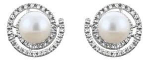 Freshwater Pearl Diamond Earrings .36cttw 14k White Gold, 2 Pieces