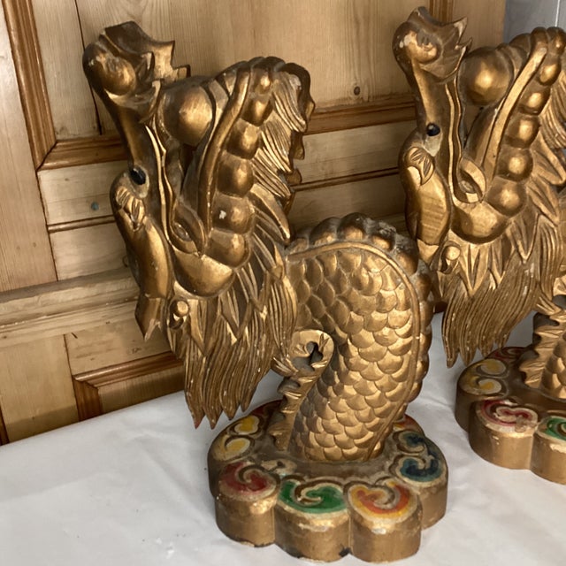 A Pair of Mid 20th Century Hand Carved Dragon Wall Sculptures For Sale - Image 9 of 11
