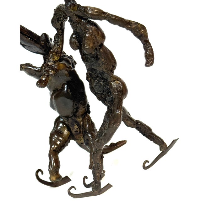 Modern Surrealist Bronze Sculpture of a Woman and Alligator on Skates For Sale - Image 3 of 18